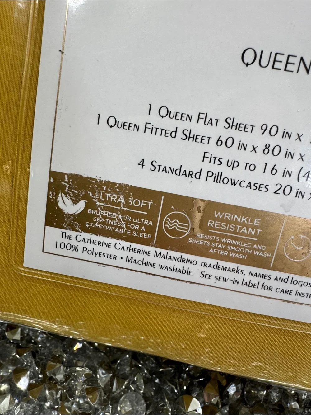Catherine Malandrino 6 piece Queen Sheet Set - Mustard Yellow NEW